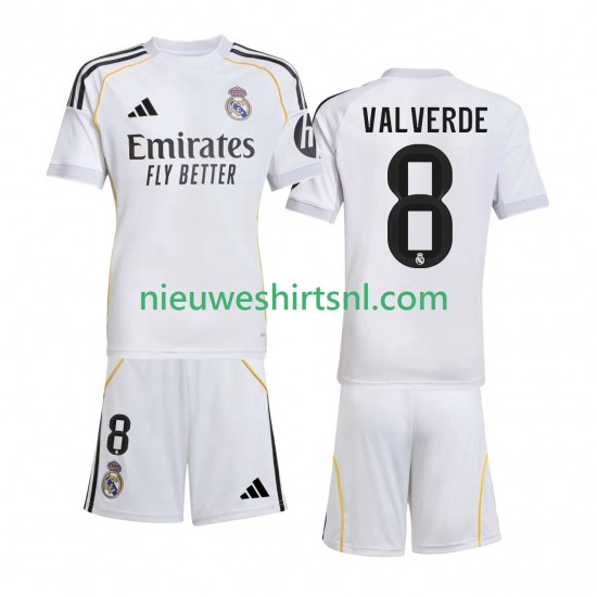Real Madrid Kind Shirt met Bedrukking Valverde 8 Thuis 2025-2026 Korte Mouw
