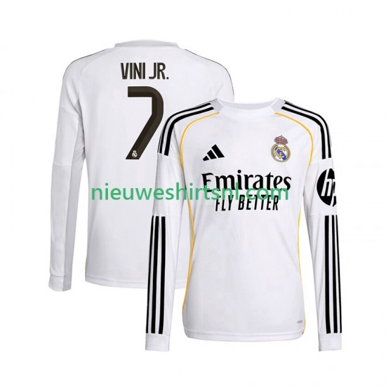 Real Madrid Heren Shirt met Bedrukking Vinicius Junior 7 Thuis 2025-2026 Lange Mouw
