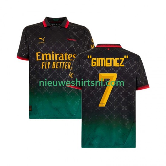 AC Milan Heren Shirt met Bedrukking Santiago Gimenez 7 Vierde 2024-2025 Korte Mouw