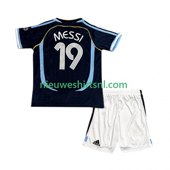 Argentinië Kind Shirt met Bedrukking Lionel Messi 19 Retro Uit 2006 Korte Mouw