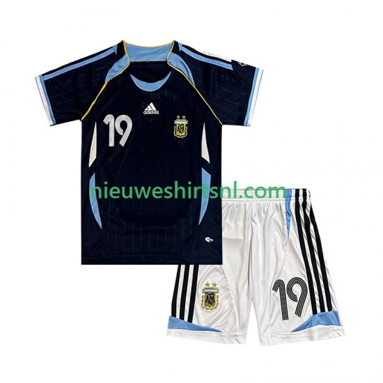 Argentinië Kind Shirt met Bedrukking Lionel Messi 19 Retro Uit 2006 Korte Mouw