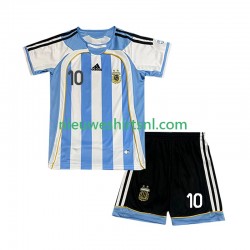 Argentinië Kind Shirt met Bedrukking Maradona 10 Retro Thuis 2006 Korte Mouw