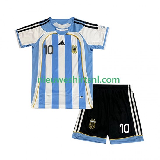 Argentinië Kind Shirt met Bedrukking Maradona 10 Retro Thuis 2006 Korte Mouw