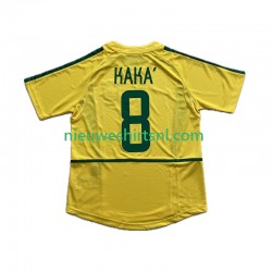 Brazilië Heren Shirt met Bedrukking KAKA 8 Retro Thuis 2002 Korte Mouw
