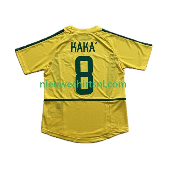 Brazilië Heren Shirt met Bedrukking KAKA 8 Retro Thuis 2002 Korte Mouw