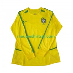 Brazilië Heren Shirt met Bedrukking Retro Thuis 2002 Lange Mouw