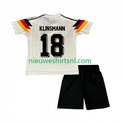 Duitsland Kind Shirt met Bedrukking Klinsmann 18 1990 Retro Thuis Korte Mouw