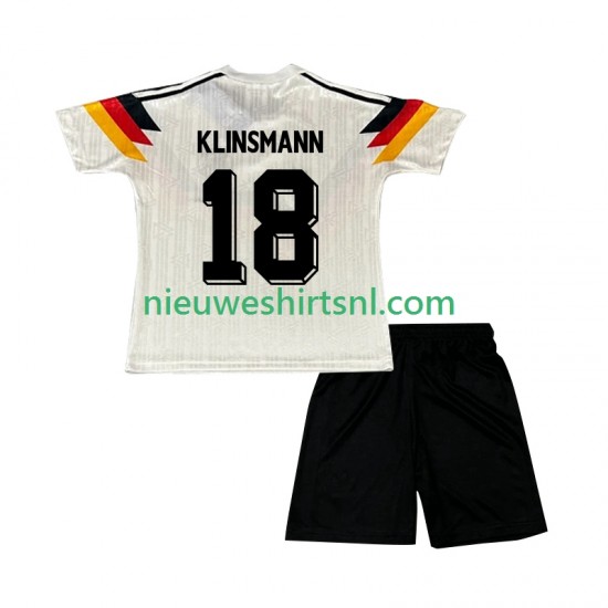 Duitsland Kind Shirt met Bedrukking Klinsmann 18 1990 Retro Thuis Korte Mouw