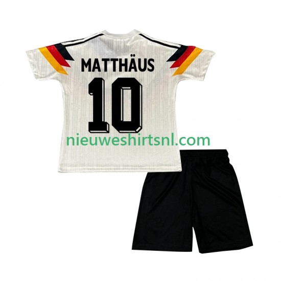 Duitsland Kind Shirt met Bedrukking Matthaus 10 1990 Retro Thuis Korte Mouw