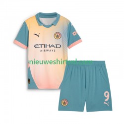 Manchester City Kind Shirt met Bedrukking Haaland 9 Vierde 2024-2025 Korte Mouw