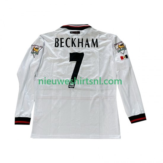 Manchester United Heren Shirt met Bedrukking Beckham 7 1998 Retro Uit 1999 Lange Mouw