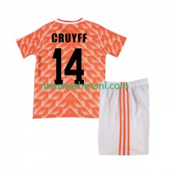 Nederland Kind Shirt met Bedrukking Cruyff 14 1988 Retro Thuis Korte Mouw
