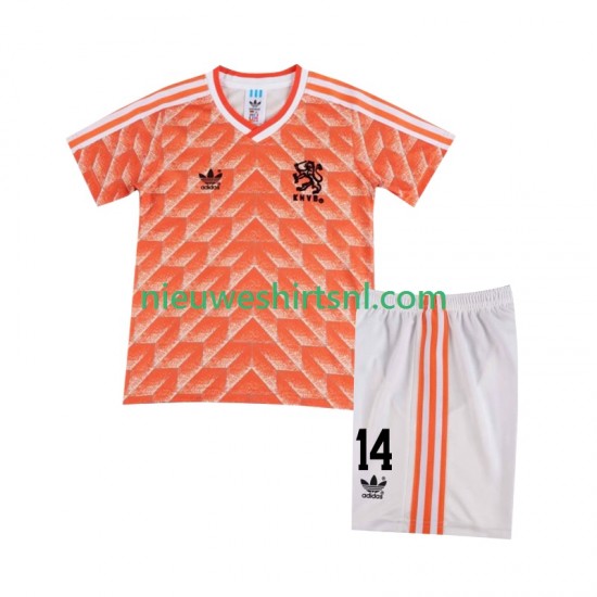 Nederland Kind Shirt met Bedrukking Cruyff 14 1988 Retro Thuis Korte Mouw