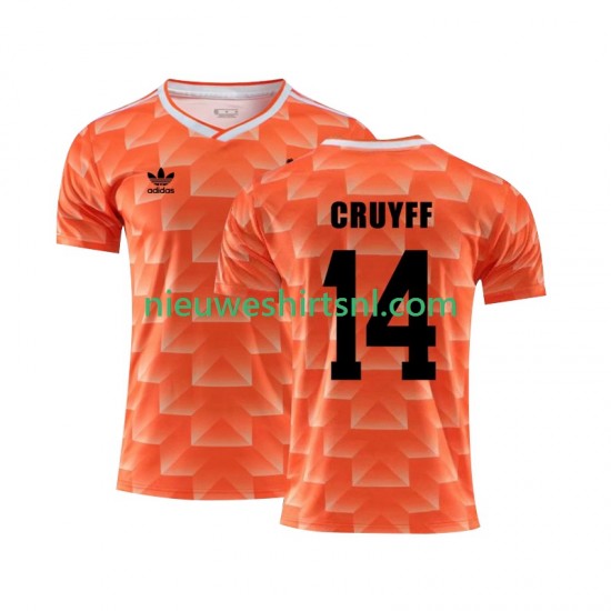 Nederland Heren Shirt met Bedrukking Cruyff 14 1988 Retro Thuis Korte Mouw