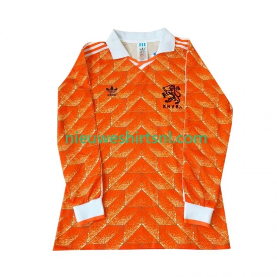 Nederland Heren Shirt met Bedrukking 1998 Retro Thuis Lange Mouw