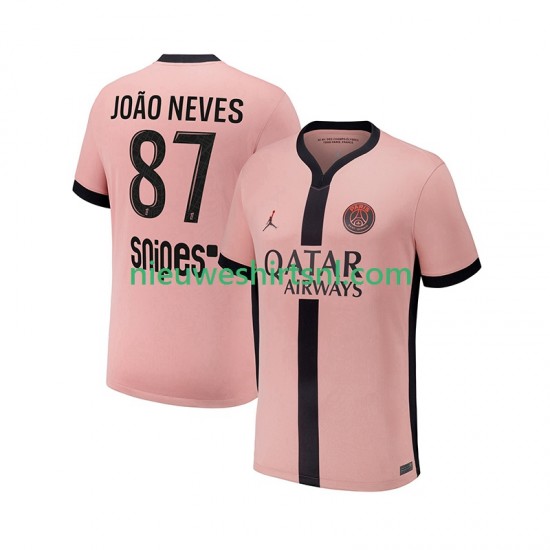 Paris Saint-Germain Heren Shirt met Bedrukking Joao Neves 87 Derde 2024-2025 Korte Mouw