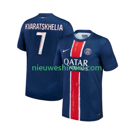 Paris Saint-Germain Heren Shirt met Bedrukking Khvicha Kvaratskhelia 7 Thuis 2024-2025 Korte Mouw
