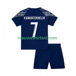 Paris Saint-Germain Kind Shirt met Bedrukking Khvicha Kvaratskhelia 7 Vierde 2024-2025 Korte Mouw