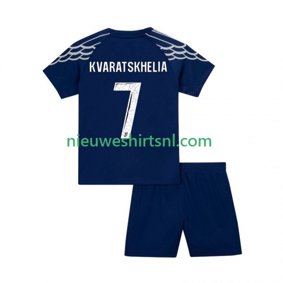Paris Saint-Germain Kind Shirt met Bedrukking Khvicha Kvaratskhelia 7 Vierde 2024-2025 Korte Mouw