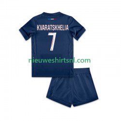 Paris Saint-Germain Kind Shirt met Bedrukking Khvicha Kvaratskhelia 7 Thuis 2024-2025 Korte Mouw