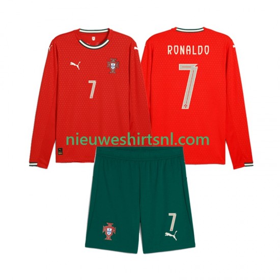 Portugal Kind Shirt met Bedrukking Crstiano Roanldo 7 Thuis 2025 Lange Mouw
