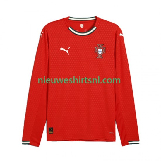 Portugal Heren Shirt met Bedrukking Thuis 2025 Lange Mouw