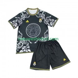 Real Madrid Kind Shirt met Bedrukking Versace Black Edition Thuis 2024-2025 Korte Mouw