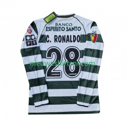 Sporting CP Heren Shirt met Bedrukking Cristiano Ronaldo 28 2001 2003 Retro Thuis Lange Mouw