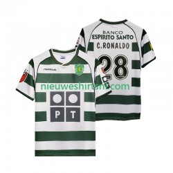 Sporting CP Heren Shirt met Bedrukking Cristiano Ronaldo 28 2001 2003 Retro Thuis Korte Mouw
