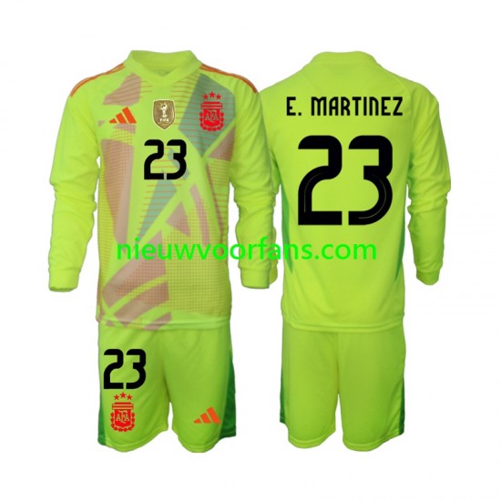 Argentinië Kind Shirt met Bedrukking Doelman Emiliano Martinez 23 Uit 2024 Lange Mouw