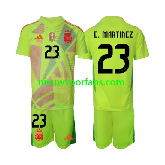 Argentinië Kind Shirt met Bedrukking Doelman Emiliano Martinez 23 Uit 2024 Korte Mouw
