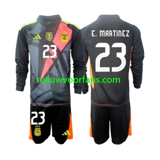 Argentinië Kind Shirt met Bedrukking Doelman Emiliano Martinez 23 Thuis 2024 Lange Mouw