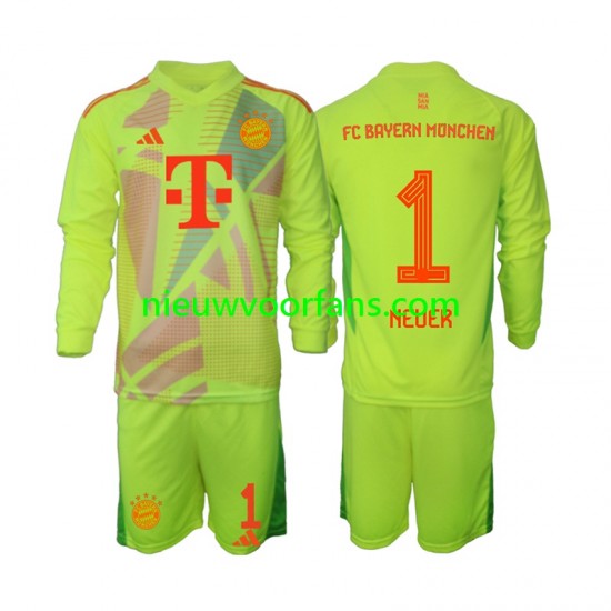 FC Bayern München Kind Shirt met Bedrukking Doelman Manuel Neuer 1 Thuis 2024-2025 Lange Mouw