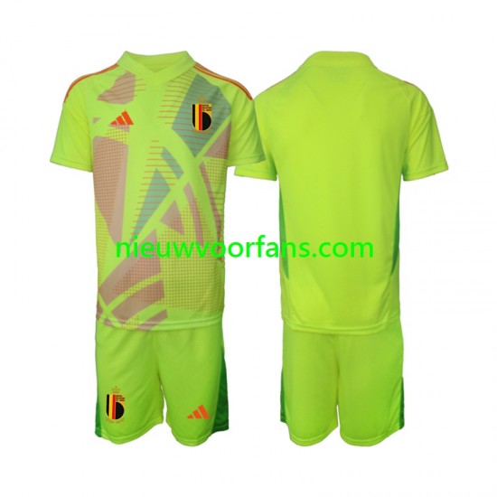 België Kind Shirt met Bedrukking Doelman Uit Euro 2024 Korte Mouw