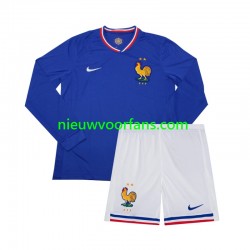 Frankrijk Kind Shirt met Bedrukking Thuis Euro 2024 Lange Mouw