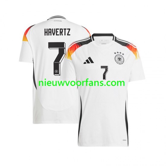 Duitsland Heren Shirt met Bedrukking Havertz 7 Thuis Euro 2024 Korte Mouw