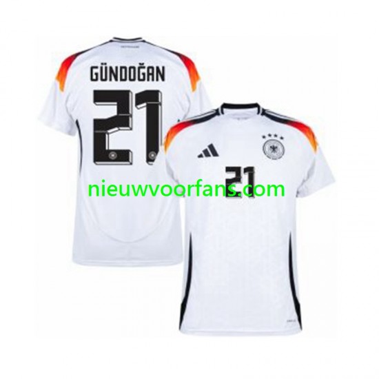 Duitsland Heren Shirt met Bedrukking Ilkay Gundogan 21 Thuis Euro 2024 Korte Mouw