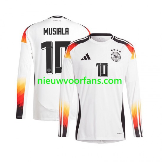 Duitsland Heren Shirt met Bedrukking Jamal Musiala 10 Thuis Euro 2024 Lange Mouw
