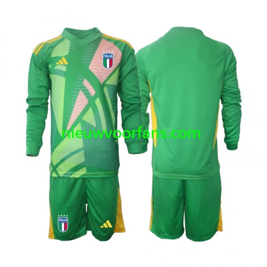 Italië Kind Shirt met Bedrukking Doelman Uit Euro 2024 Lange Mouw