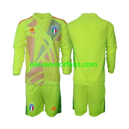 Italië Kind Shirt met Bedrukking Doelman Thuis Euro 2024 Lange Mouw