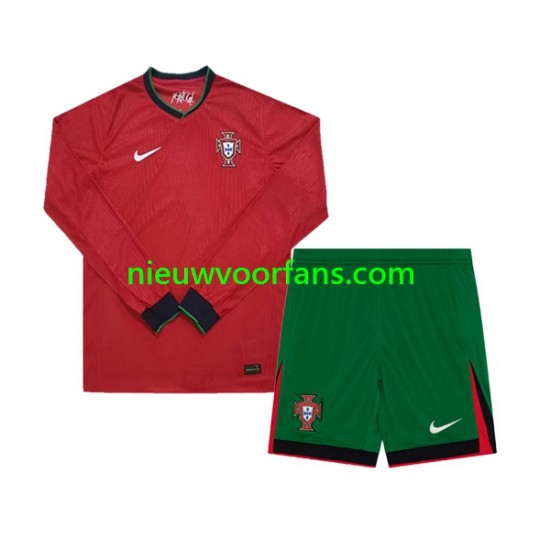 Portugal Kind Shirt met Bedrukking Thuis Euro 2024 Lange Mouw