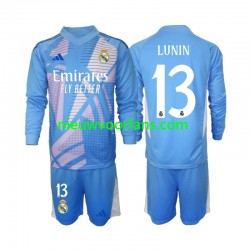 Real Madrid Kind Shirt met Bedrukking Doelman Andriy Lunin 13 Thuis 2024-2025 Lange Mouw
