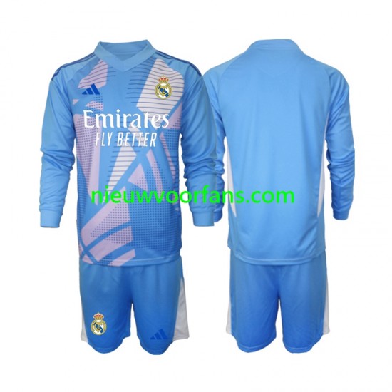 Real Madrid Kind Shirt met Bedrukking Doelman Thuis 2024-2025 Lange Mouw