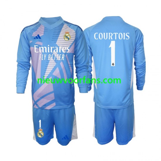 Real Madrid Kind Shirt met Bedrukking Doelman Thibaut Courtois 1 Thuis 2024-2025 Lange Mouw