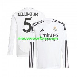 Real Madrid Heren Shirt met Bedrukking Jude Bellingham 5 Thuis 2024-2025 Lange Mouw