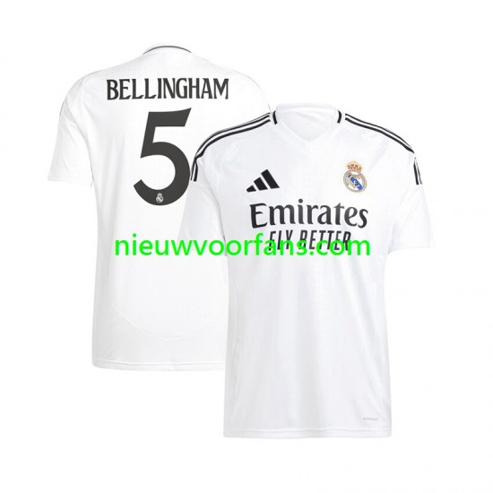 Real Madrid Heren Shirt met Bedrukking Jude Bellingham 5 Thuis 2024-2025 Korte Mouw