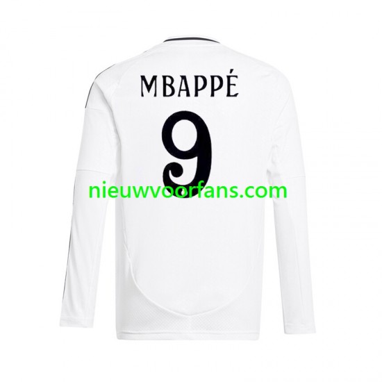 Real Madrid Heren Shirt met Bedrukking Mbappé Kylian 9 Thuis 2024-2025 Lange Mouw