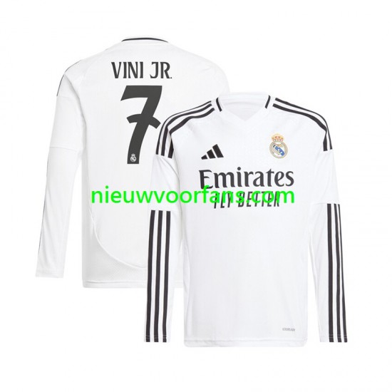 Real Madrid Heren Shirt met Bedrukking Vinicius Junior 7 Thuis 2024-2025 Lange Mouw