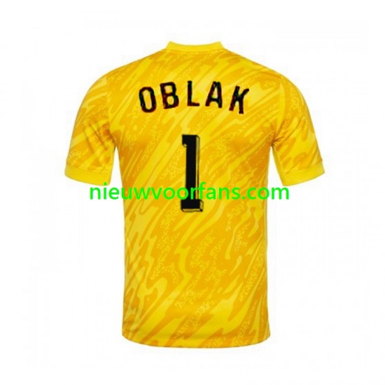 Slovenië Heren Shirt met Bedrukking Doelman Jan Oblak 1 Thuis Euro 2024 Korte Mouw
