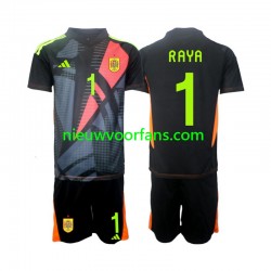 Spanje Kind Shirt met Bedrukking Doelman David Raya 1 Uit Euro 2024 Korte Mouw